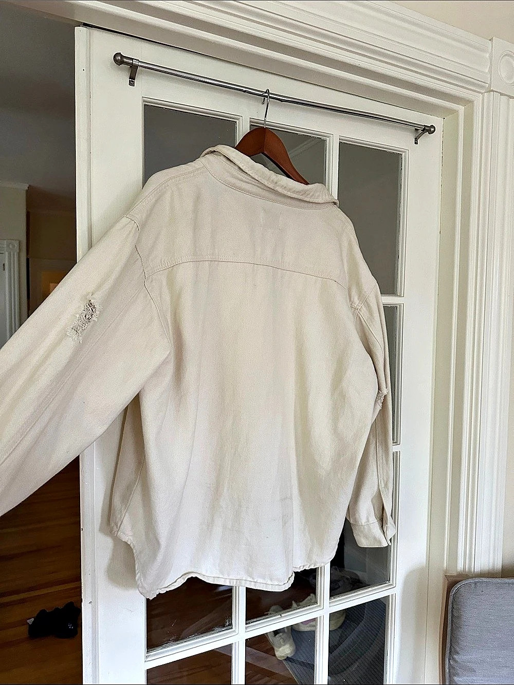 Distressed Utility Jacket in Cream - Picture 4 of 4